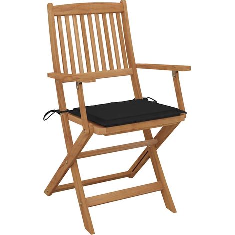 Maison Exclusive - Sedie da Giardino Pieghevoli 4 pz con Cuscini Massello Acacia
