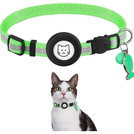 collier Pour Chat Airtag (vert), Collier Pour Chat Airtag Rflchissant Avec Clochette Et Couvercle De Support Airtag Tanche En Silicone, Adapt Au C (1/5)