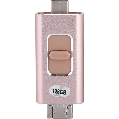 128 GB 4-in-1 USB-Stick Typ-C/USB/Lightning/USB-Stick kompatibel mit iPhone/iPad/Android (Roségold) (1/5)