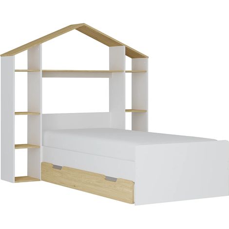 Letto a capanna 90 x 190 cm Bianco e Naturale - JERACO (1/5)