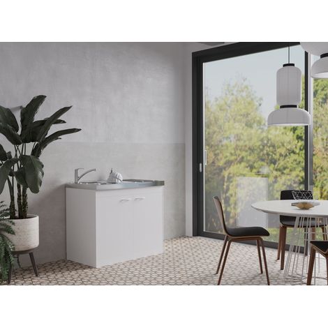 Cucina Minicucina Cucina singola Cucinino Dispensa Bianco Levin 100 cm Respecta (1/4)