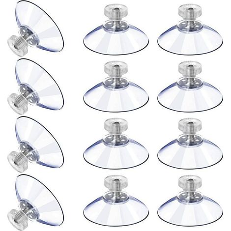 12 Grandes Ventouses Ventouses en Plastique Ventouse Anti-Collision Transparente en Caoutchouc Vis Écrou en Métal Ventouse Solide en PVC Transparent Remplacement avec Écrou de Vis (40M5-10) (1/4)