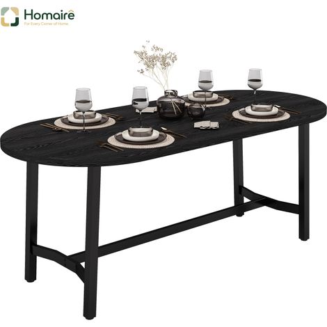 Table à manger noir en noir 180 x 80 x 75 cm HOMAIRE (1/5)