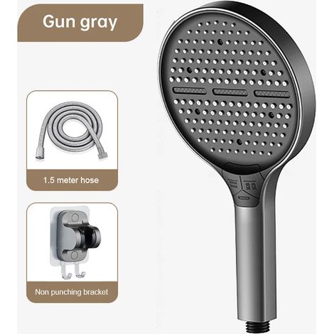 (ENSEMBLE B) Pommeau de douche haute pression 15 cm avec flexible, portable, réglable, 3 jets, grand panneau, accessoires de salle de bain (1/5)