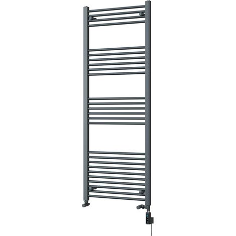 Zennor - Anthracite Dual Fuel Towel Rail H1600mm x W600mm Thermostatic WIFI - Straight (1/3)