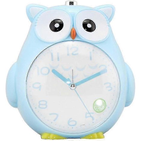 Veilleuse silencieuse à balayage en forme de hibou mignon, réveil bicolore pour enfants et étudiants - Bleu (1/5)