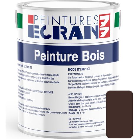Peinture bois professionnelle, satin, peinture opacifiante, sans odeur, protège, décore, intérieur, extérieur ECRAN77 442f29 1 litre (1/3)