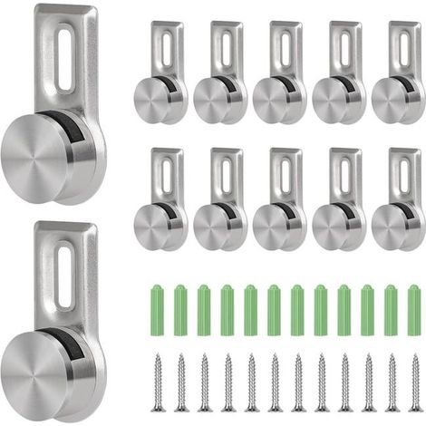 royaluxe - Lot de 12 x Fixation Miroir Mural Accroche Miroir pour Plaques de 4-7 Mm d'épaisseur, Attache Miroir Lourd pour Tableaux en Verre Acrylique avec 12