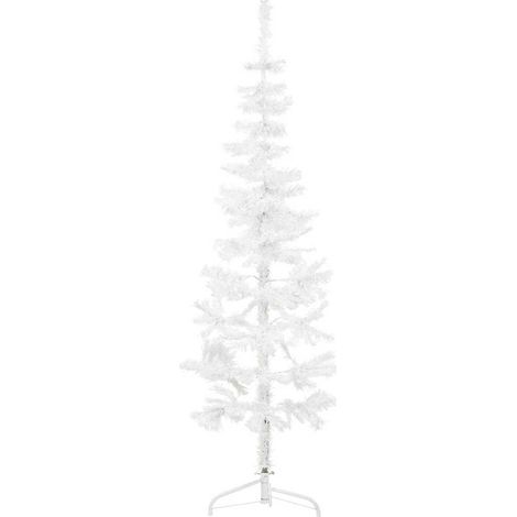 Demi sapin de Noël artificiel mince avec support-Décoration de Fête pour Noël Blanc 150 cm 733434 (1/5)