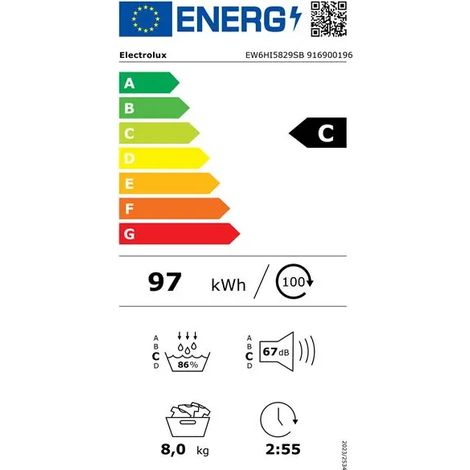ELECTROLUX Sèche-linge 60 cm 8 kg pompe à chaleur - EW6HI5829SB