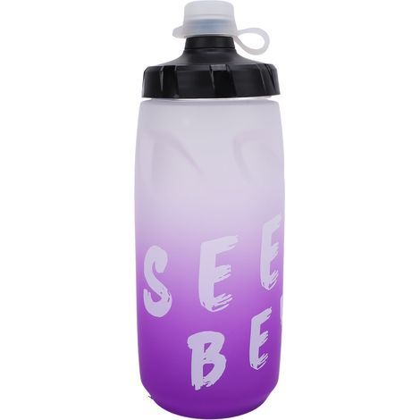 Gourde de cyclisme 650 ml en PP5 TPE, étanche et souple, avec couvercle anti-poussière en silicone, idéale pour le sport en extérieur (course à pied, fitness, etc.). Coloris : blanc et violet dégradés (1/5)