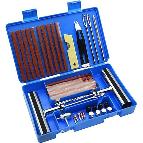 58 piezas - Kit de reparación de neumáticos - Alta resistencia - Para neumáticos sin cámara - Coche, motocicleta, camión, furgoneta, tractor (1/4)