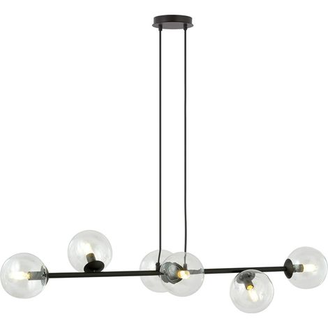 Lampada a Sospensione Rossi, Acciaio verniciato a polvere, Vetro, Nero, 110x100x30 cm (1/5)