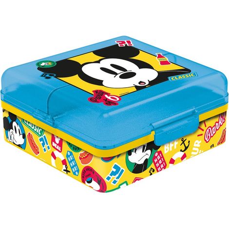 TATAWAY Sandwich Box Mickey Mouse Con Scomparti Square Portapranzo Disney Auto