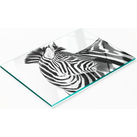 Tabla de cortar de cristal para cocina con estampado de cebra en la nieve, 80x52 cm. (1/5)