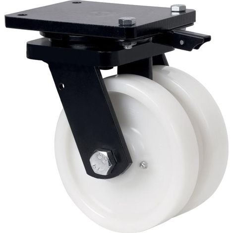 rueda giratora placa mec.dir.10hlgmd150-ft nylon blanco extrafuert(doble)liso (1/2)