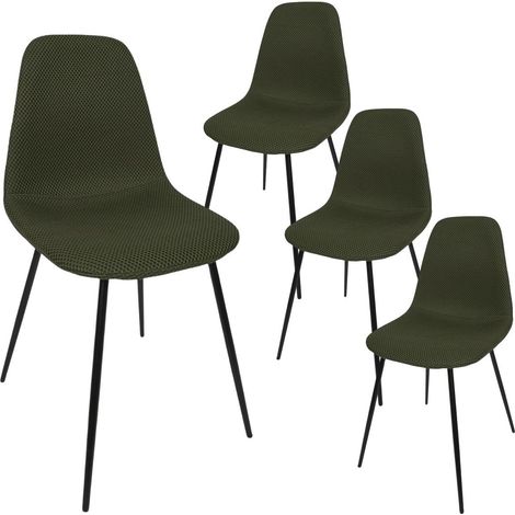 Lot de 4 chaises en tissu texturé maille 3D kaki - ELECTRON (1/5)