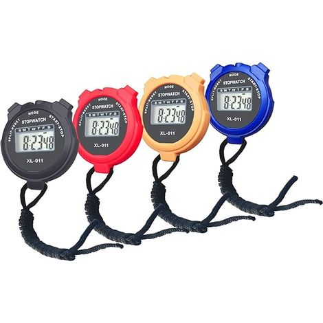 Chronomètre Numérique - Écran LCD Grand Format - Fonction Compte à Rebours et Horloge Calendrier - Pour Entraînement Sportif - Lot de 4 (1/3)