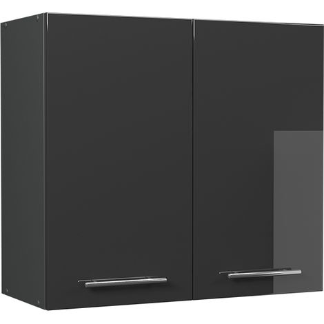 Pensile da cucina Fame-Line, Antracite lucido/Antracite, 80 cm, Vicco (1/5)