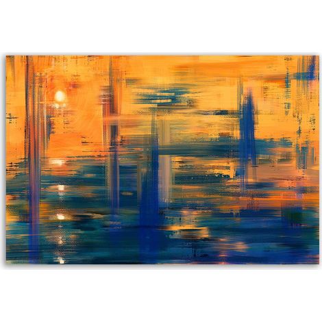Tableau abstrait coucher de soleil vibrant