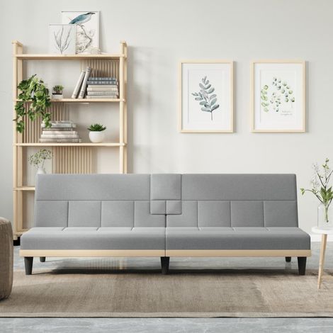 Canapé convertible,Canapé-lit,Clic Clac avec porte-gobelets gris clair tissu -Q4624 (1/5)