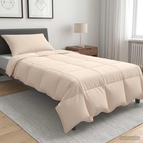 vidaXL Juego de Edredón 2 uds. 137 x 200 cm Todas las estaciones Beige (1/5)