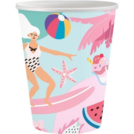Sommerliche Pappbecher – Let's Party 250 ml, 6 Stück