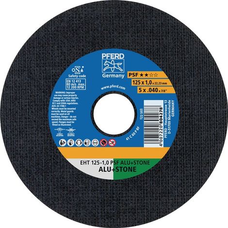 PFERD TOOLS EHT 125-1,0 PSF ALU+STONE 61819010 Trennscheibe gerade 125 mm 25 St. Aluminium, NE-Metal (1/4)
