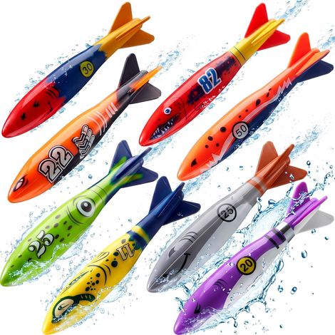 8 Jouets de Plongée sous Torpille Jeux De Piscine, Jeu Piscine Enfant -Marins Jouets Aquatiques Enfants,Animaux de Plongée Sinkendes, Torpille pour Enfants (1/5)