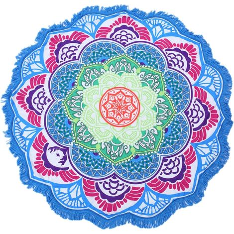 Serviette de Plage Ronde Lotus 4 en Polyester Légère Pliable (1/5)