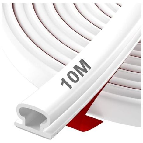 Joint de Porte Autocollant en Caoutchouc - Bande d'Étanchéité avec Isolation Phonique, Efficacité Énergétique, Résistance aux Intempéries, pour Fenêtres, Portes d'Entrée & Intérieurs, 10m Blanc (1/5)