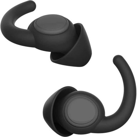 2 Paires Bouchon d'oreille pour Dormir Silicone Bouchons 33dB Anti Bruit Bouchon Confortable Bouchons pour Sommeil Ronflement-Noir (1/4)