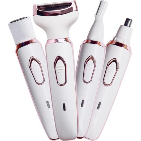 TrAdE Shop Traesio - Set Rasoio Elettrico Da Donna Per Corpo Viso Naso Indolore Ricaricabile Portatile 4in1 - (1/5)