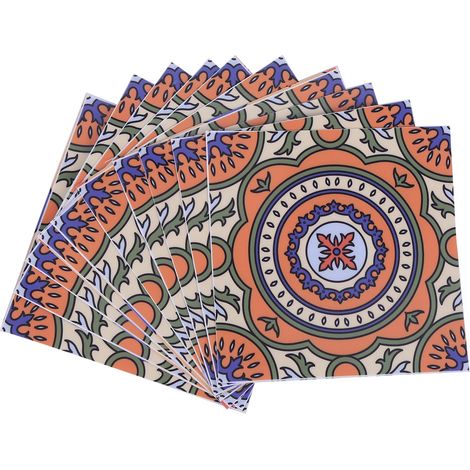 10 wasserfeste Aufkleber für Boden und Wand, im Bohème-Stil, 15 x 15 cm - 10er-Pack (Modell 1)