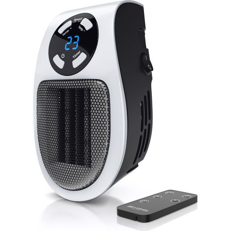 Brandson 500W Steckdosen Heizlüfter, Mini Keramikheizgerät mit Fernbedienung, Überhitzungsschutz, Automatische Abschaltung, Schwarz (1/5)