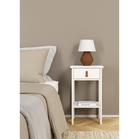 Dmora - Mesa de noche Maxine, Cómoda baja, Mesilla de noche, Estante de la cama, 40x34 h70 cm, Blanco (1/5)