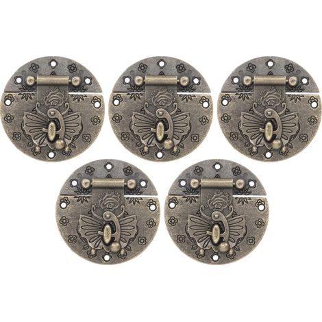 Lot de 5 fermoirs de boîte en alliage antique, style vintage, résistants, pour boîtes à outils, boîtes en bois, coffrets cadeaux et armoires. (1/5)