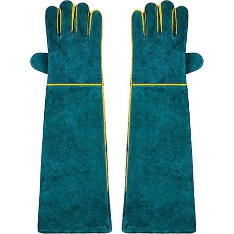 1 gant pour animaux - Gants de protection pour animaux - Anti-morsure - Résistant à l'abrasion - Anti-griffures - Isolé - Épais - Antidérapant - Cuir souple - Gant de travail - 60 cm (1/5)