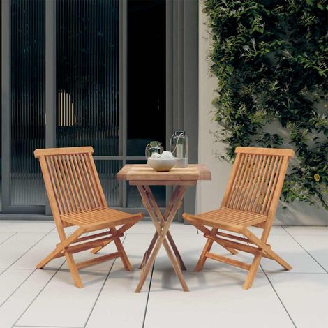 Ensemble à manger de jardin 3 pcs-Salon de jardin Bois de teck massif 302904 (1/5)