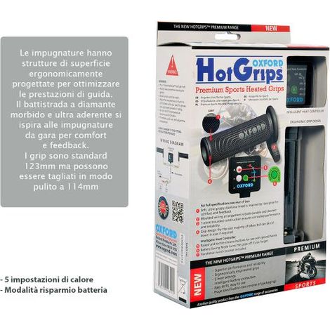 Manopole riscaldate Oxford Premium Sport da 22 mm con modalità di risparmio energetico (1/2)