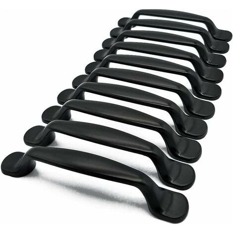 10x Küchenschranktürgriffe, Schrank-, Schubladen- und Schlafzimmermöbelgriffe, 96 mm Lochabstand, Aluminium, mit Schrauben (1/5)