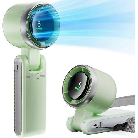 Ventilateur portable pliable, mini ventilateur turbo rechargeable haute vitesse 5000 mAh, affichage numérique, 5 vitesses réglables, petit ventilateur de poche personnel (1/5)