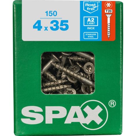 Spax Universalschrauben 4.0 x 35 mm TX 20 Senkkopf - 150 Stück Edelstahl Holzschrauben