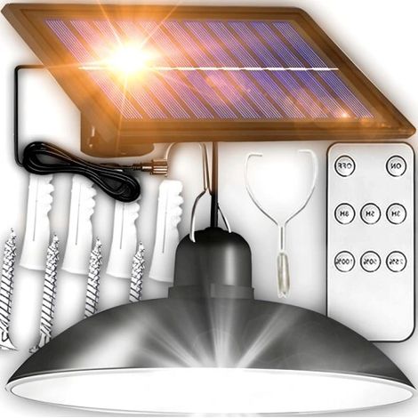 LAMPADARIO SOLARE A LED, LAMPADA DA GIARDINO A SOFFITTO, PANNELLO SEPARATO, INGRESSO/USCITA