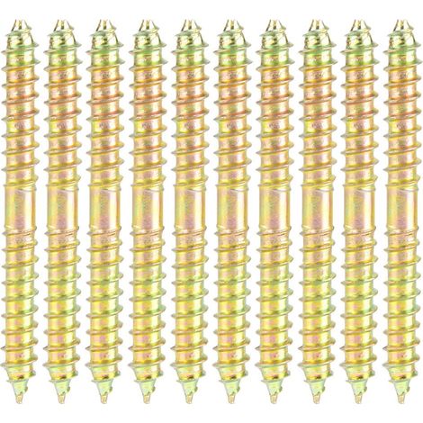 10 Pièces Goujon Vis à Double Extrémité Bois Meubles Reliant Fixation Cheville Vis M6x60mm (1/5)