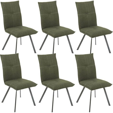 BISPO - Lot de 6 Chaises Tissu Texturé Coloris Vert kaki (1/4)
