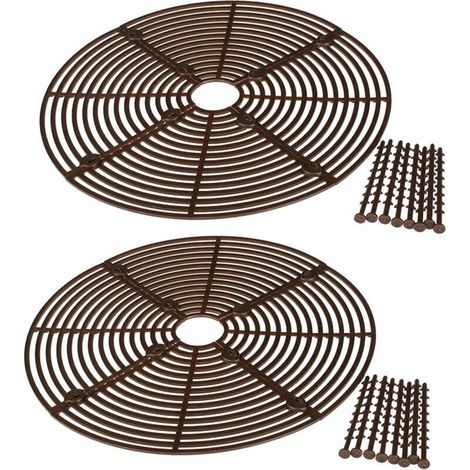 Lot de 2 grilles de protection pour pot de fleurs - Répulsif pour chat - Sécurité pour bébé - Pour protéger les enfants et les animaux domestiques - 30 cm - Marron (1/5)