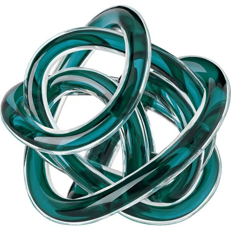 Sculpture en Verre soufflé à la Bouche avec nœud Infini - 7,6 cm - Boule décorative pour la décoration de la Maison - Petite décoration de Table pour la Maison (Bleu Sarcelle (1/5)