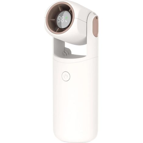 Ventilador plegable portátil, recargable, 5 velocidades, pantalla digital, apto para uso en interiores y exteriores, color blanco. (1/5)
