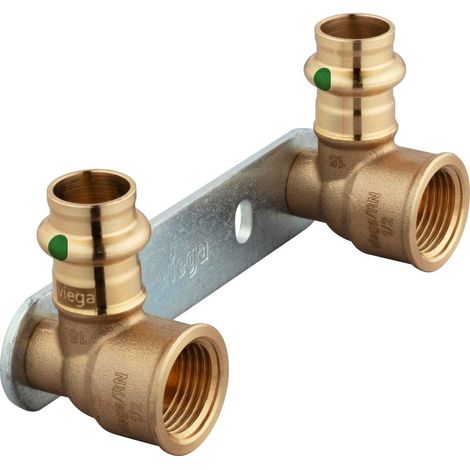 Viega Unità di montaggio Profipress Sanpress, d 15mm, Rp 1/2, interasse 100 bronzo rosso o bronzo al silicio, acciaio zincato Modello 2222.2, 308674